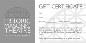 Historic Masonic Theatre Gift Certificate